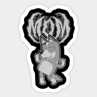 Bluey Mum Metal Dance Grey Sticker